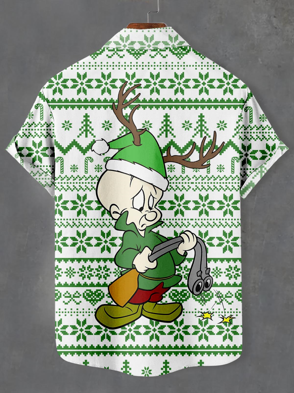 Men's Christmas Cartoon Graphic Short Sleeve Shirt