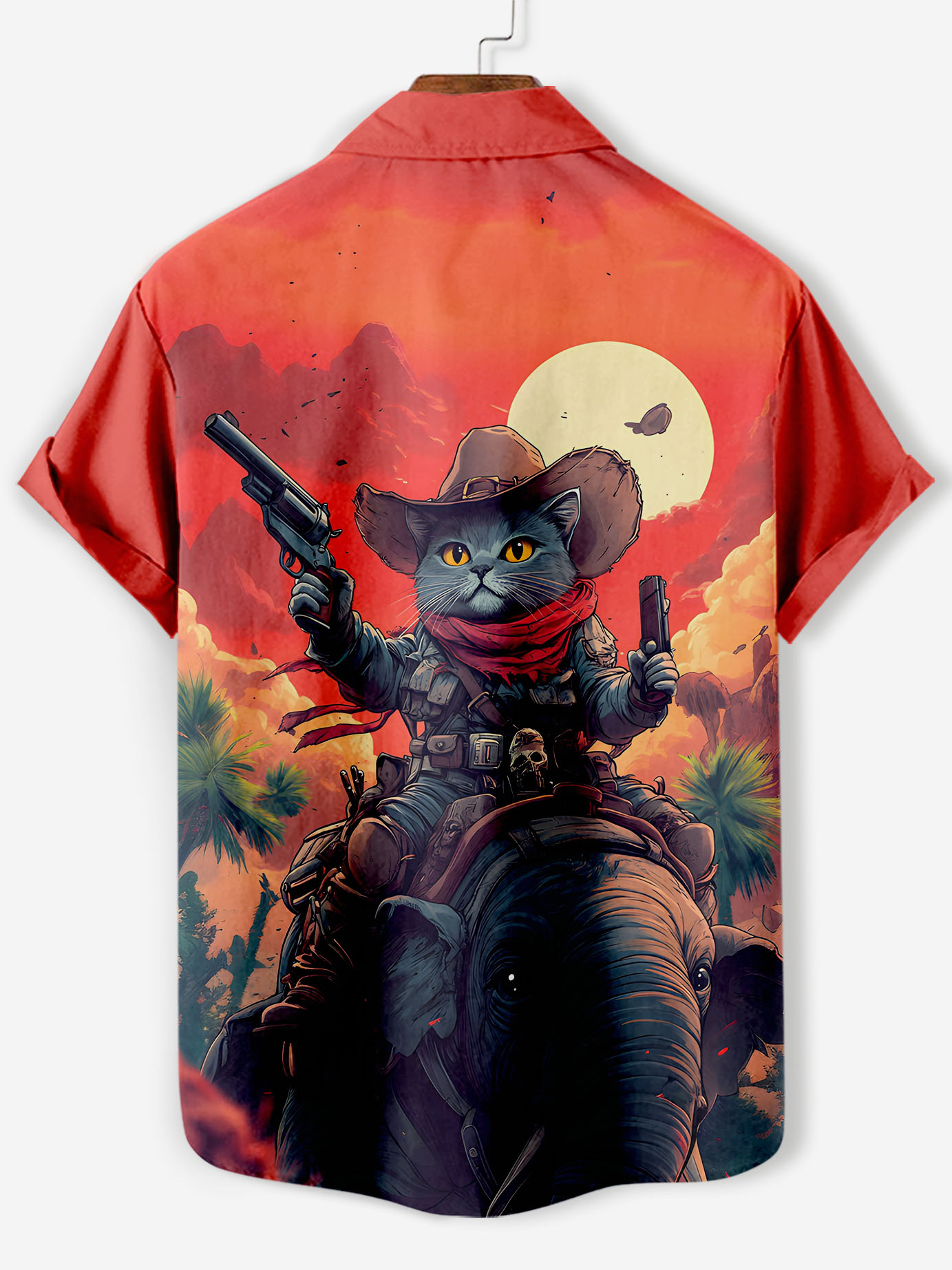 Men's Retro Cartoon Anime Cat Theme Short Sleeve Shirt