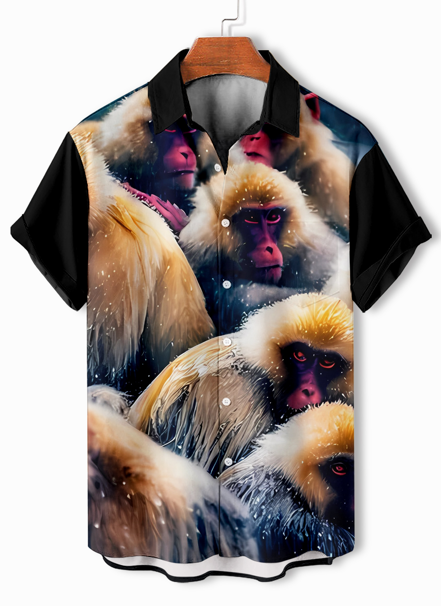 Men's Retro Fun Animal Orangutan Graphic Short Sleeve Shirt