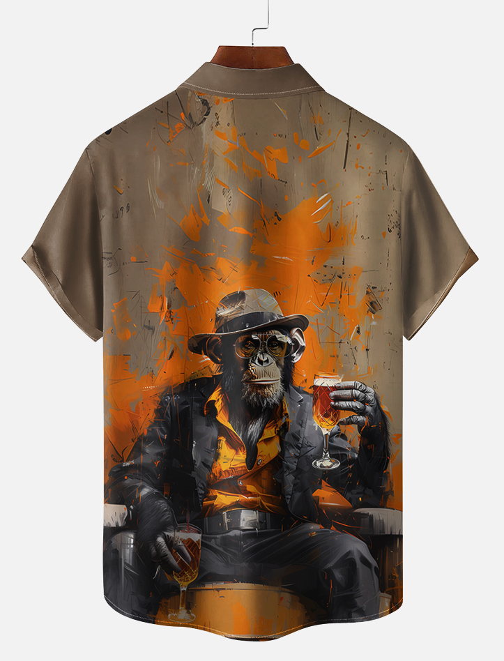 Retro Fashion Animal Print Short Sleeve Shirt