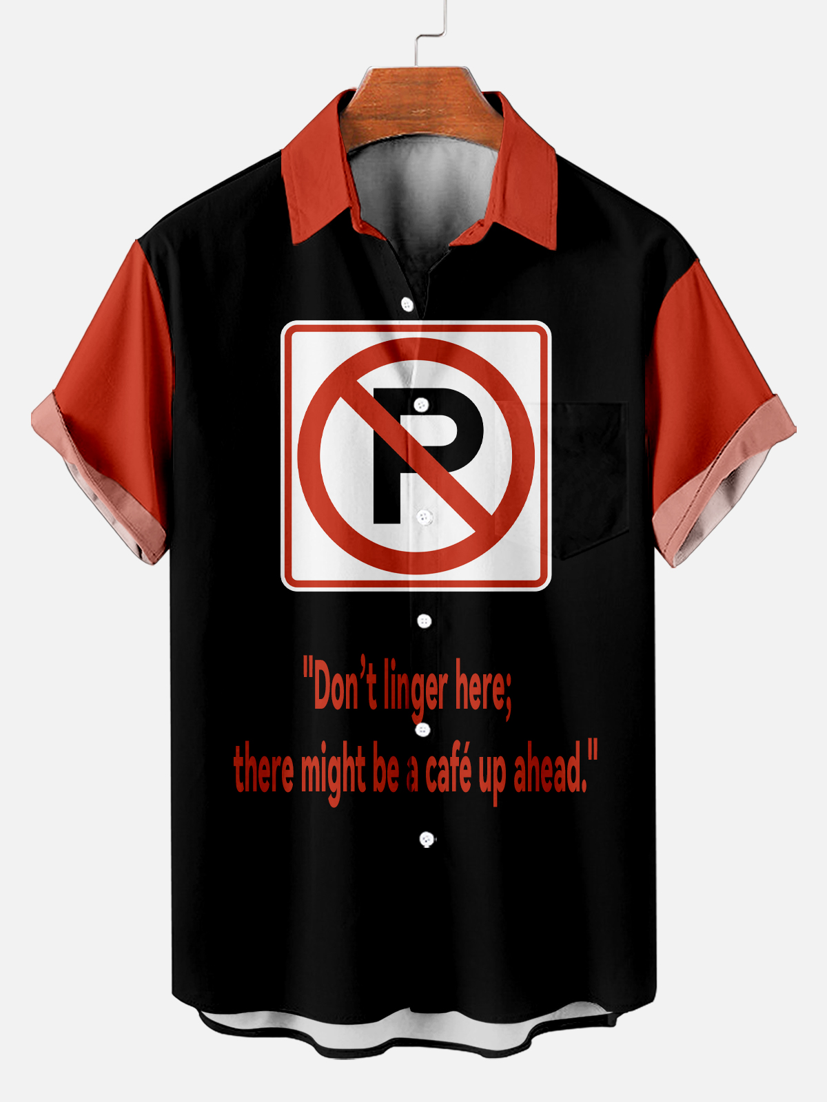 Men's Fun Slogan Graphic Contrast Short Sleeve Shirt