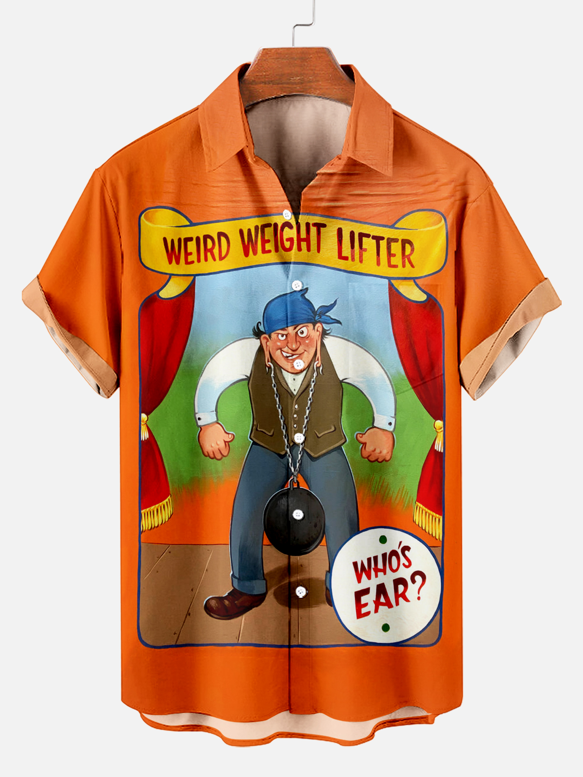 Men's Vintage Circus Pattern Casual Short Sleeve Shirt