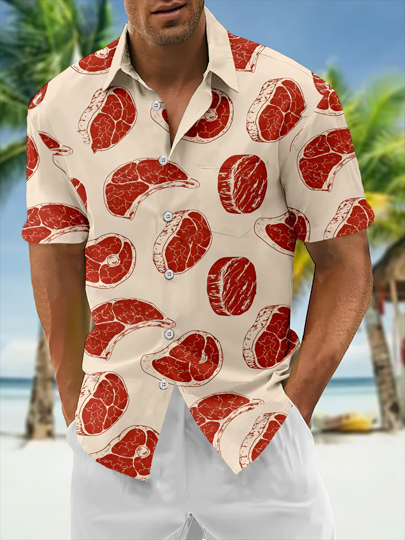 Men's Classic Green Monster Christmas Slogan Contrast Fun Short Sleeve