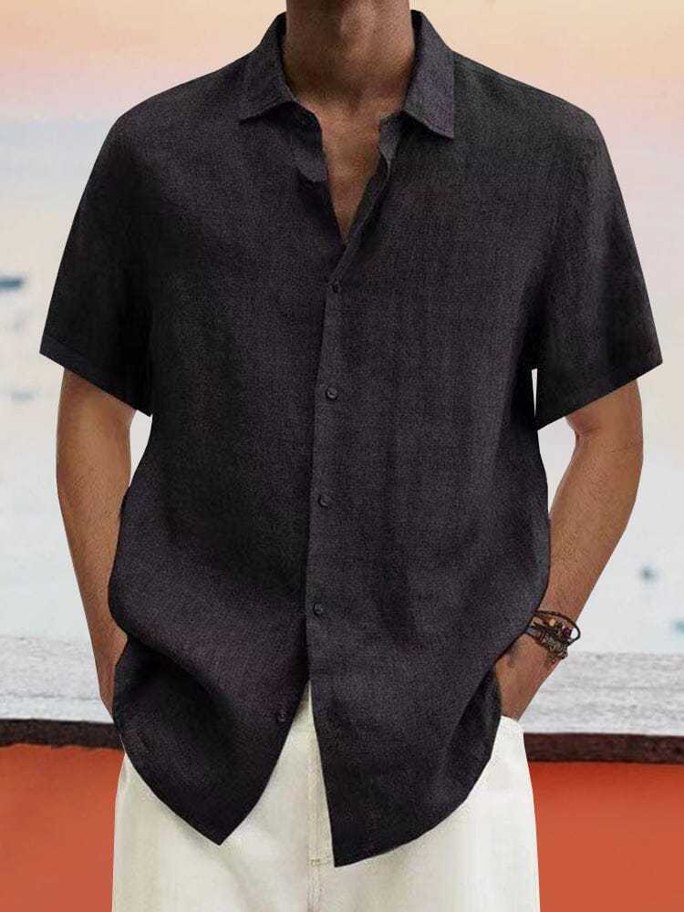 Stylish Blue Print Cotton Linen Shirt