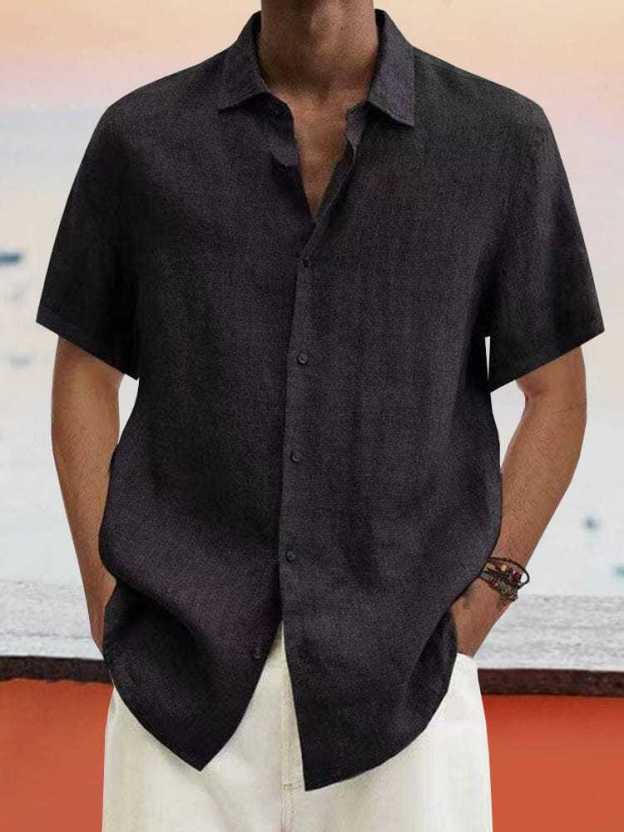 Stylish Blue Print Cotton Linen Shirt