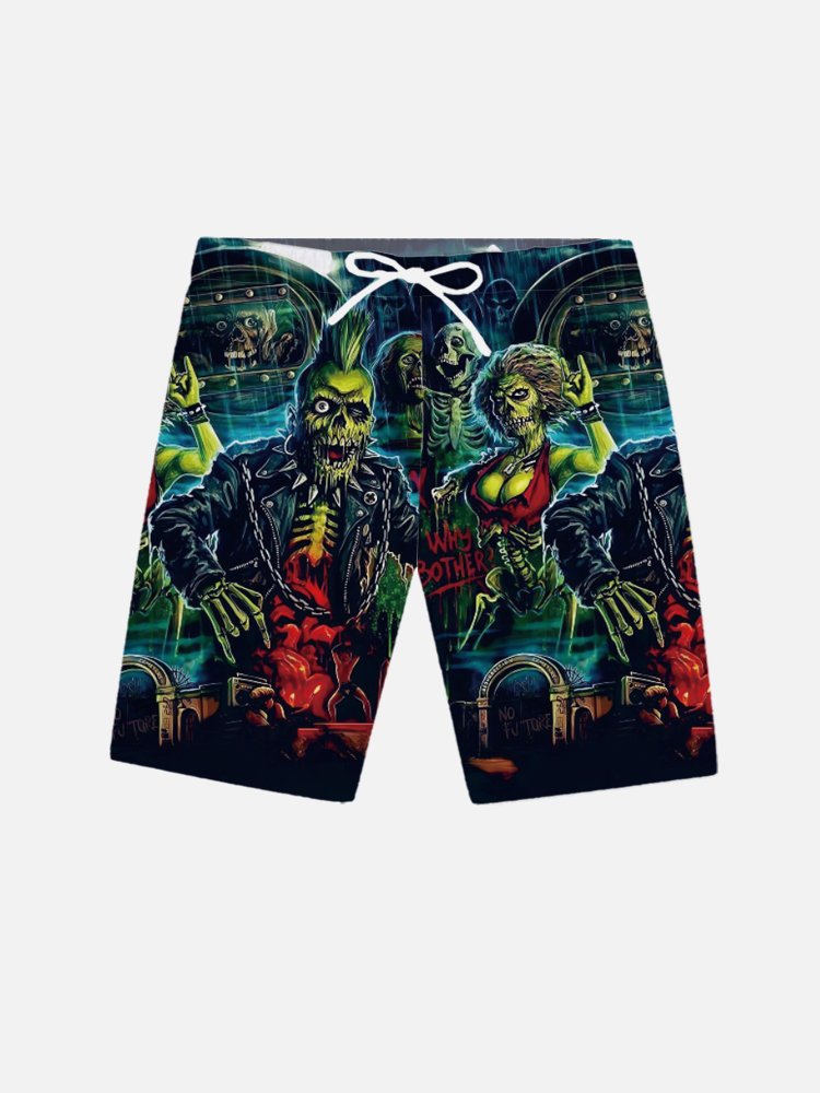 Classic Horror Punk Zombies Printing Shorts