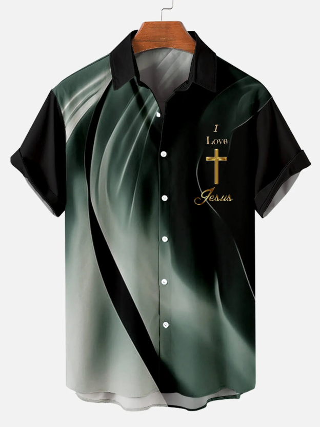 Men's Memorial Day Easter Print Short Sleeve Shirt