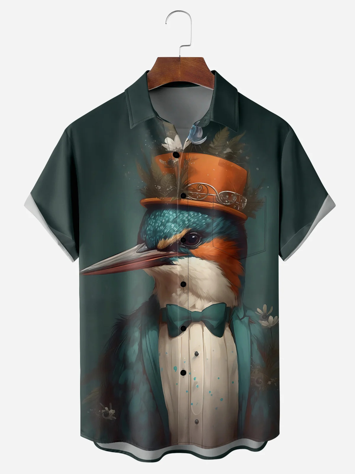 Men's Fun Gentleman Bird Casual Short Sleeve Pocket Shirt