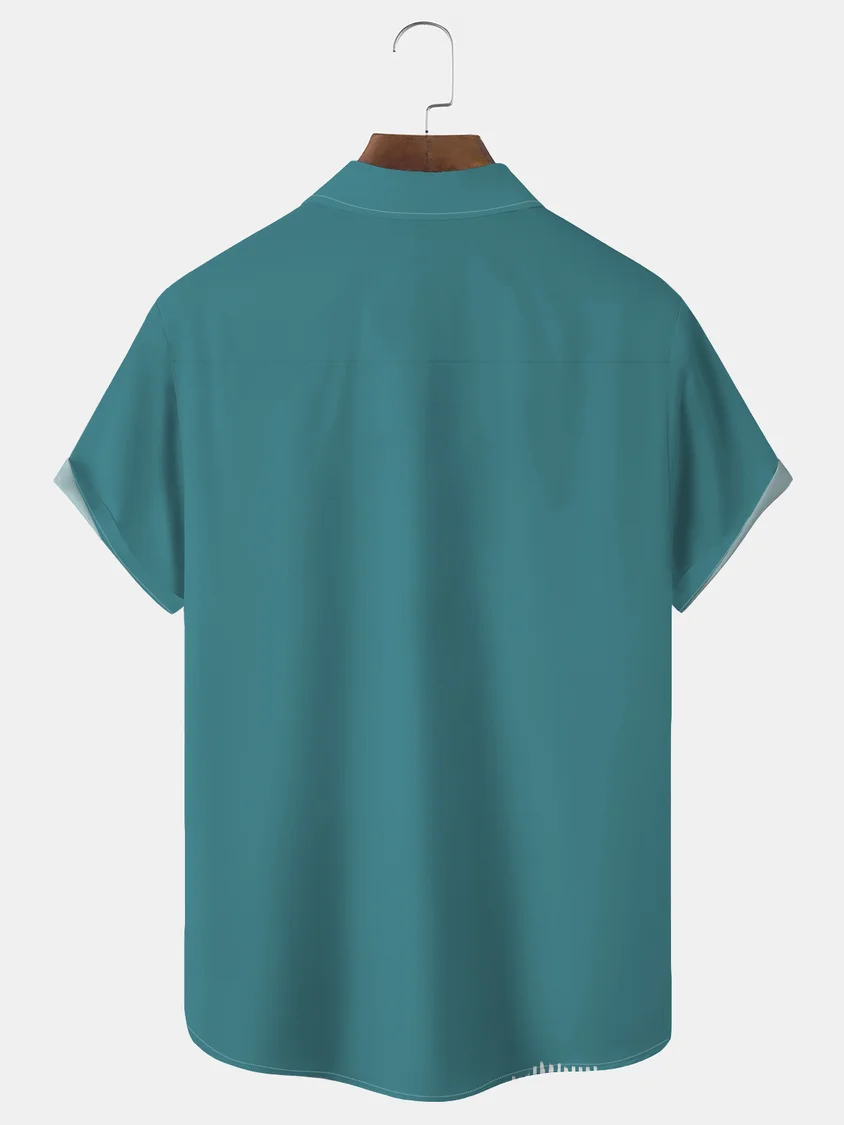 Leisure Colorful Pattern Printing Lapel Neck Short Sleeve Shirt