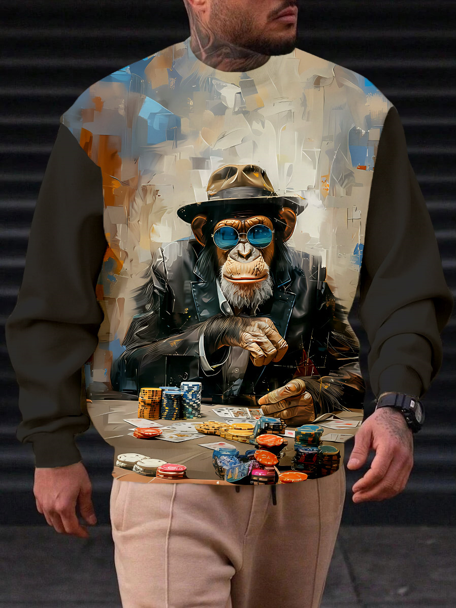 Men's Casual Classic Movie Graphic Long Sleeve Sweater