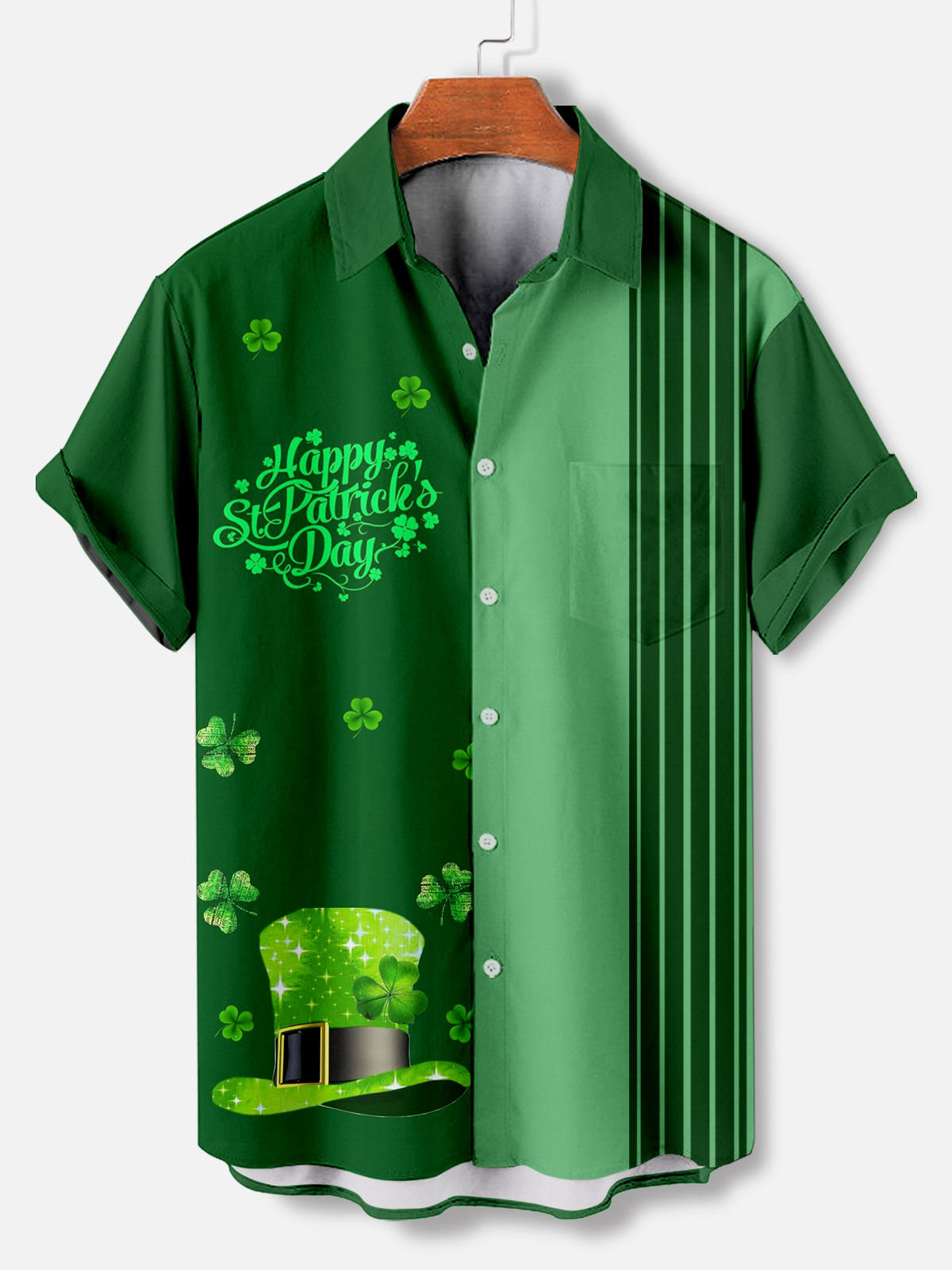 Men's Casual St. Patrick's Day Graphic Short Sleeve Shirt