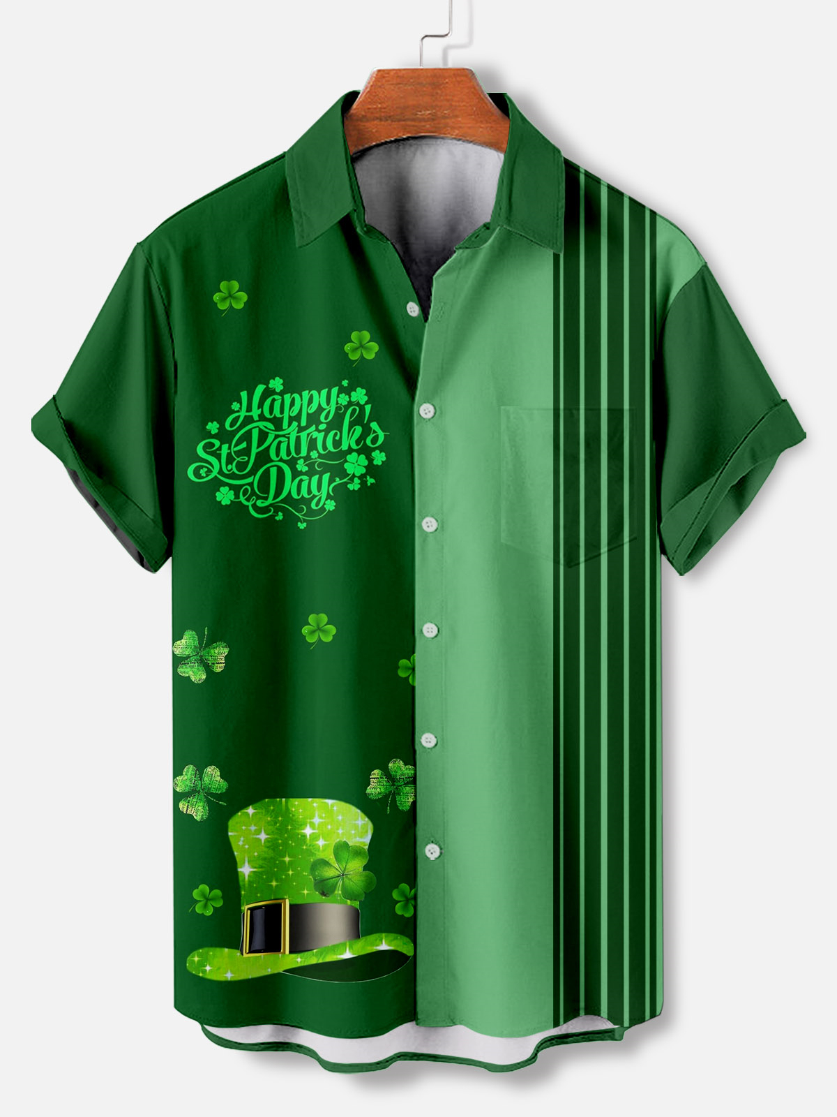Men's Casual St. Patrick's Day Graphic Short Sleeve Shirt