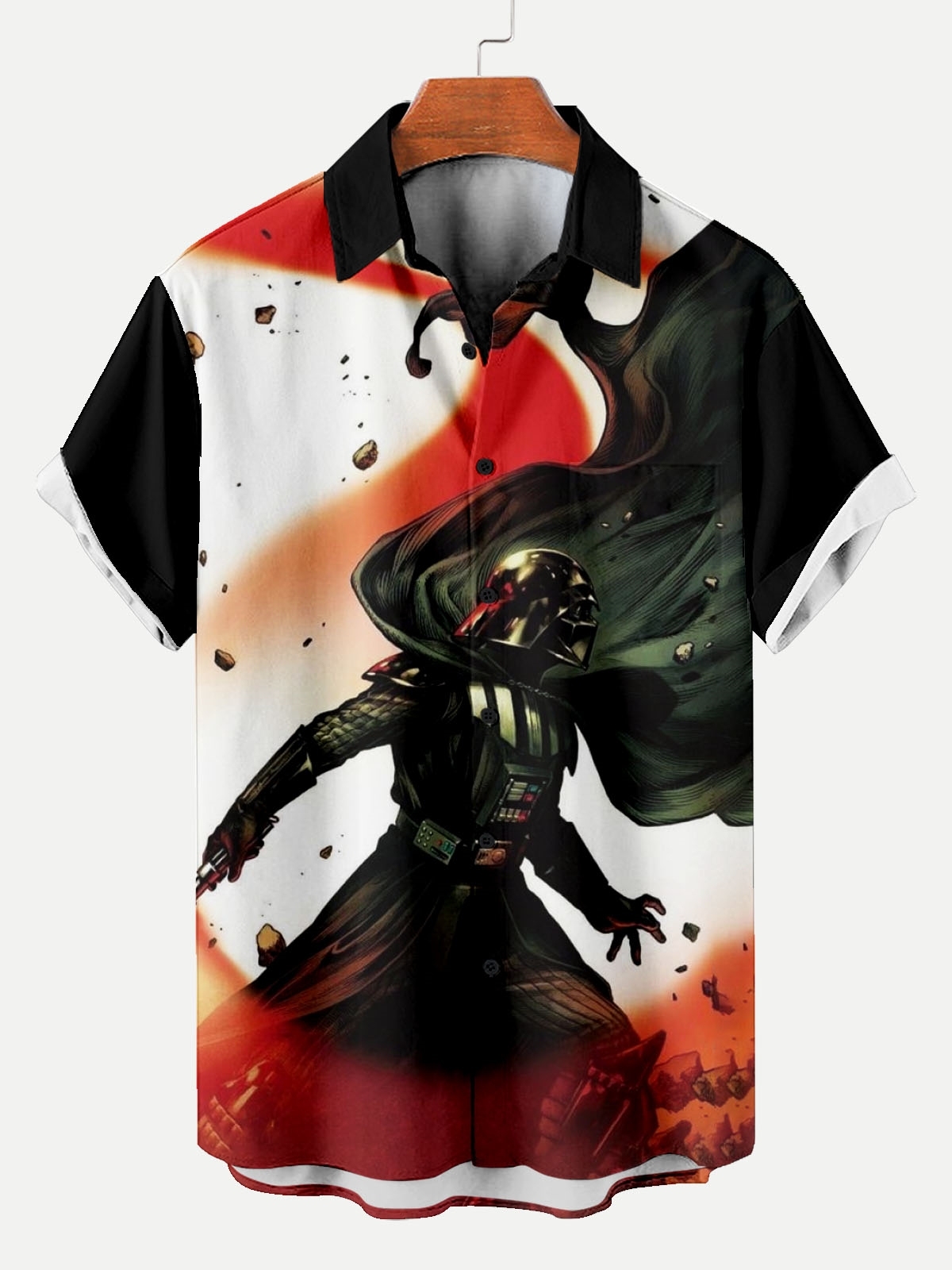 Reggae music skull pattern vacation casual short sleeved shirt