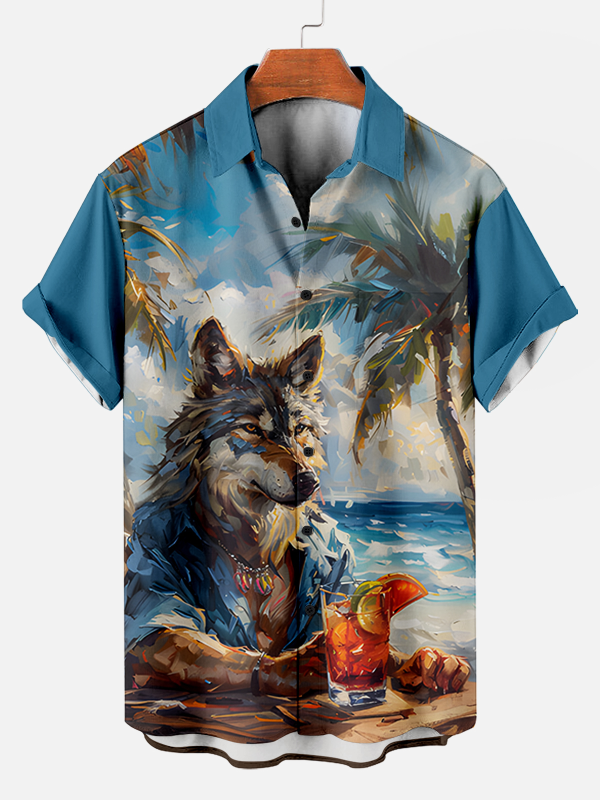 Stylish Blue Print Cotton Linen Shirt