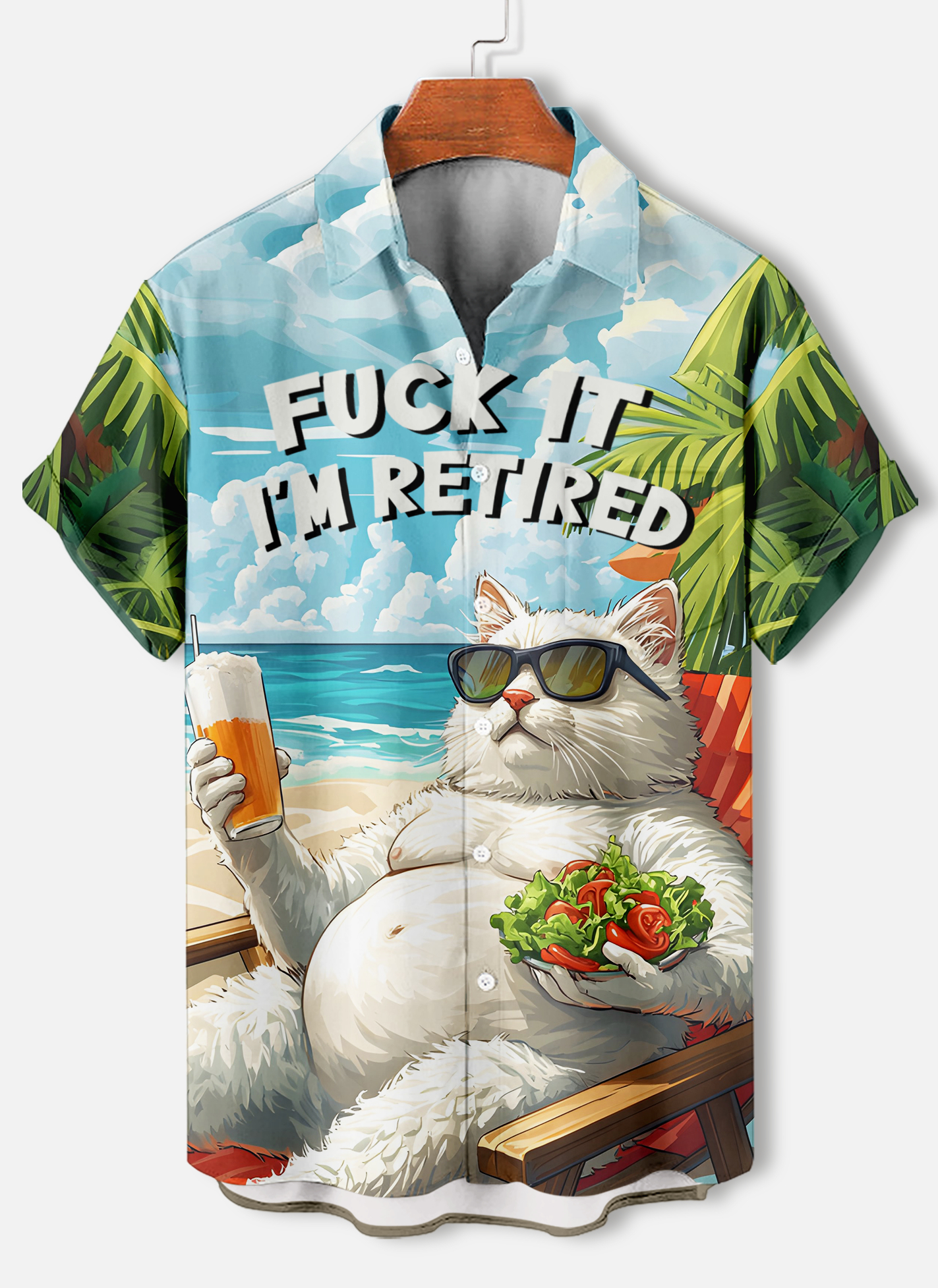Men's funny cartoon animal slogan graphic short sleeve shirt