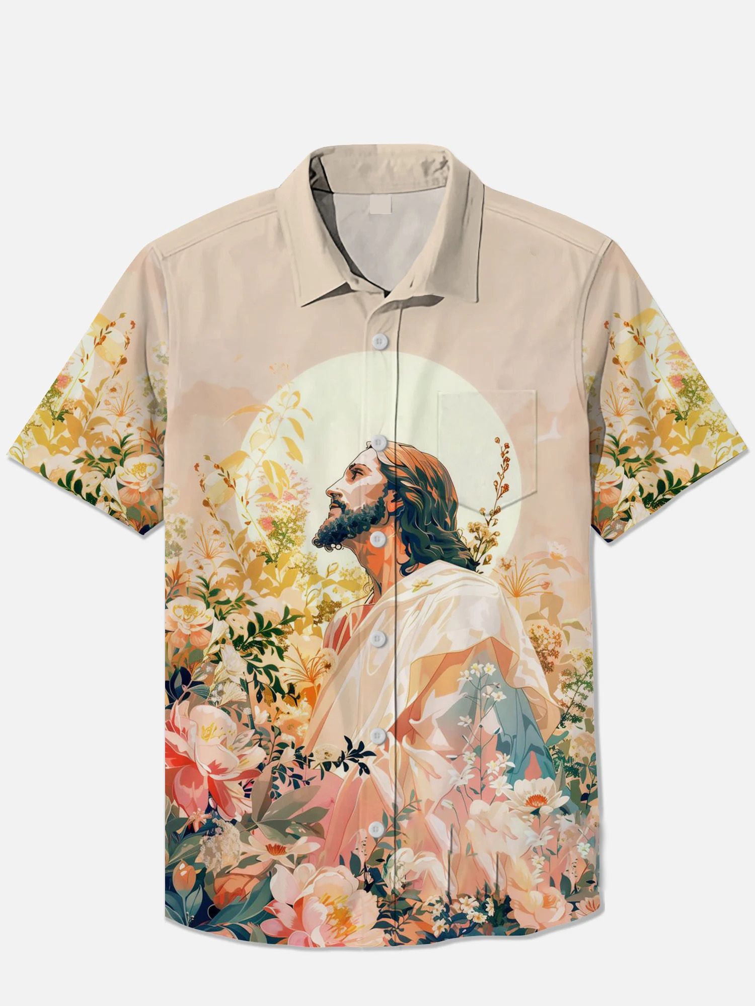 Men's Easter Print Short Sleeve Shirt