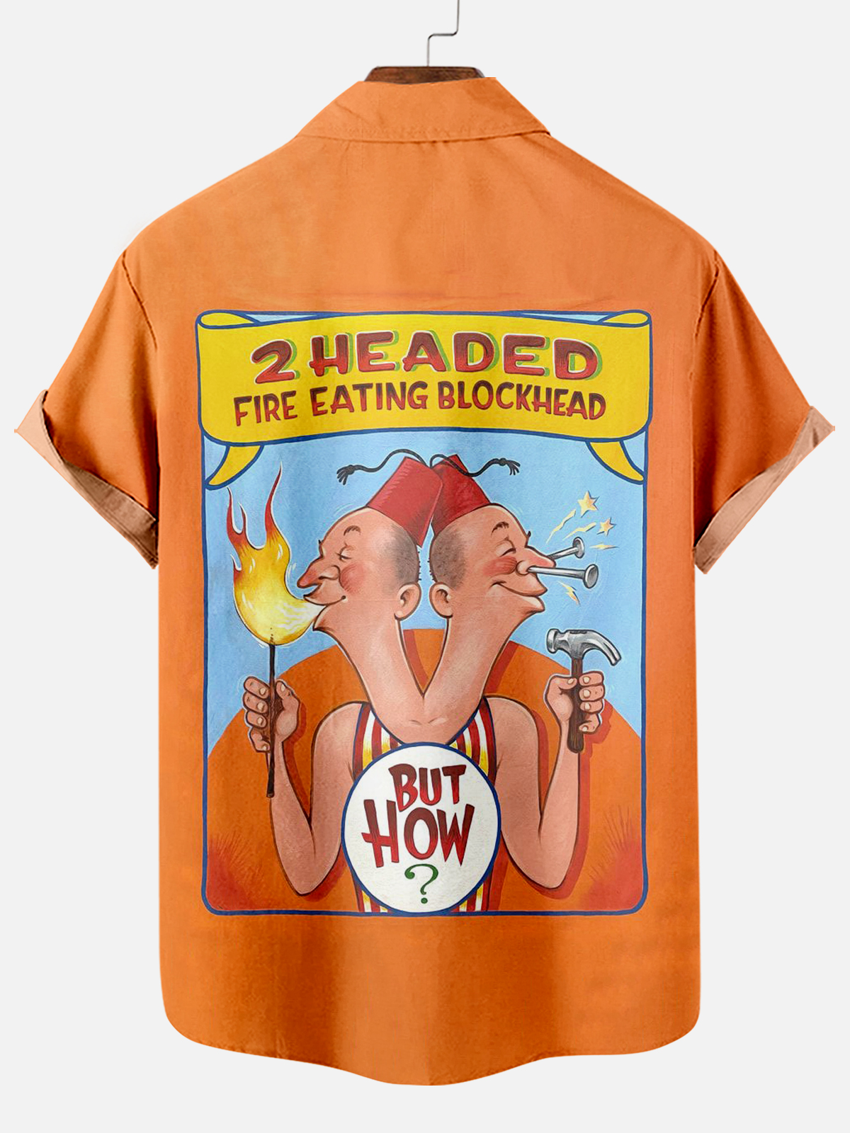 Men's Vintage Circus Pattern Casual Short Sleeve Shirt