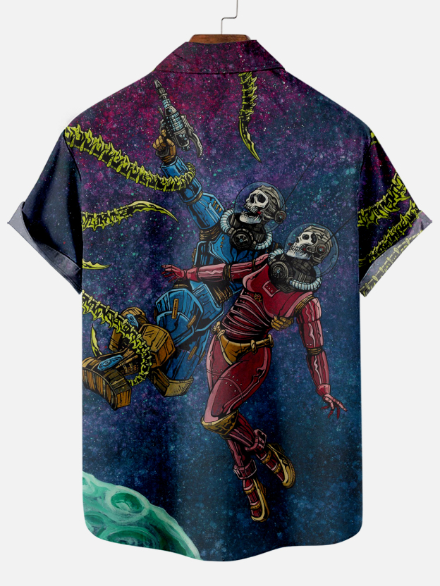 Men's Classic Day of the Dead Skull Graphic Short Sleeve Shirt