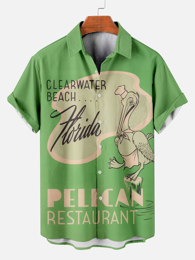 Men's Hawaiian Illustrated Short Sleeve Shirt