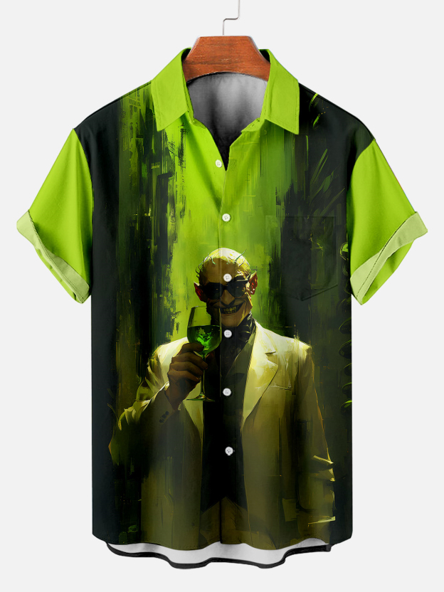 Men's Halloween Atmosphere Graphic Short Sleeve Shirt
