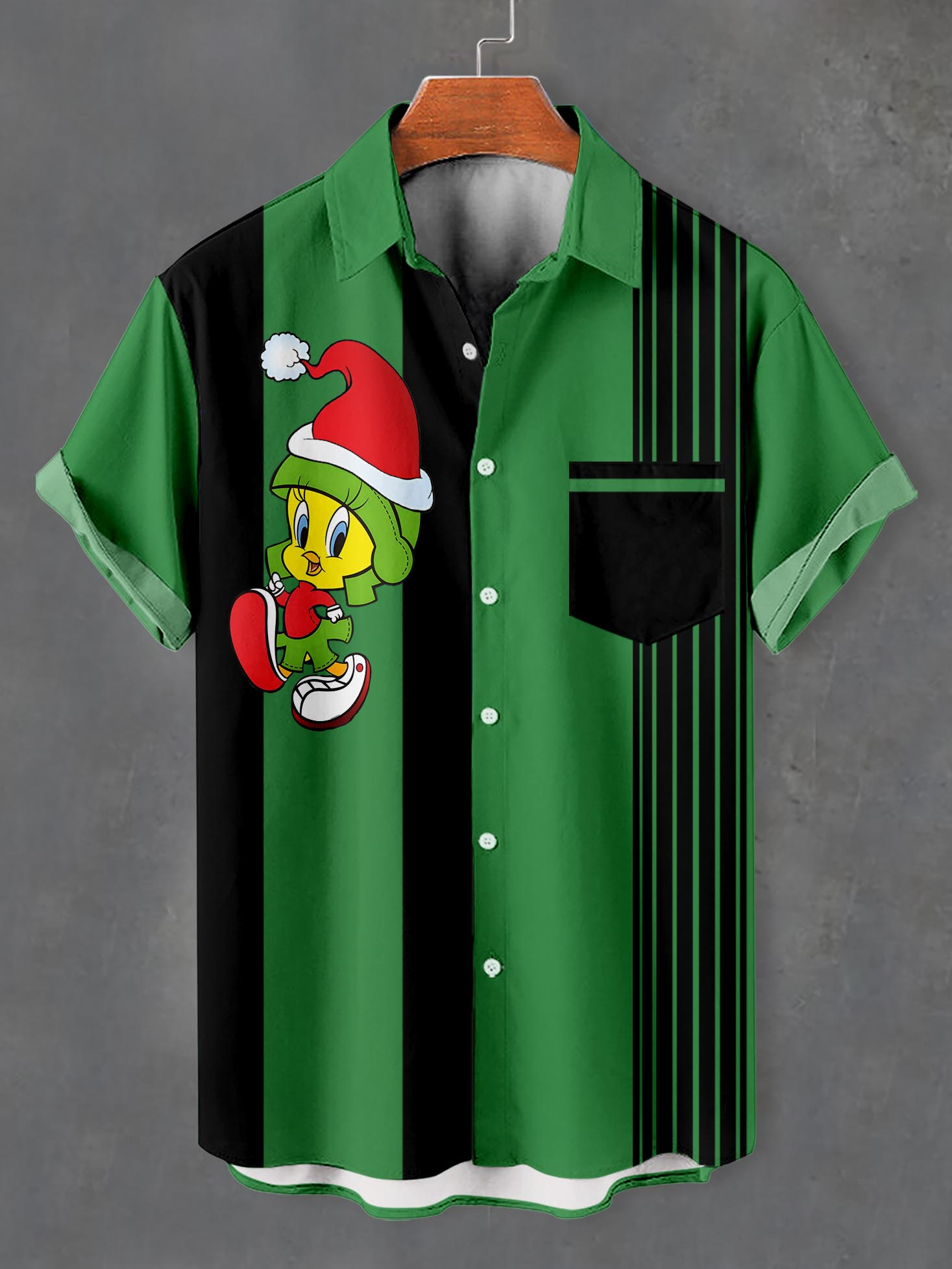 Men's Christmas Cartoon Graphic Short Sleeve Shirt