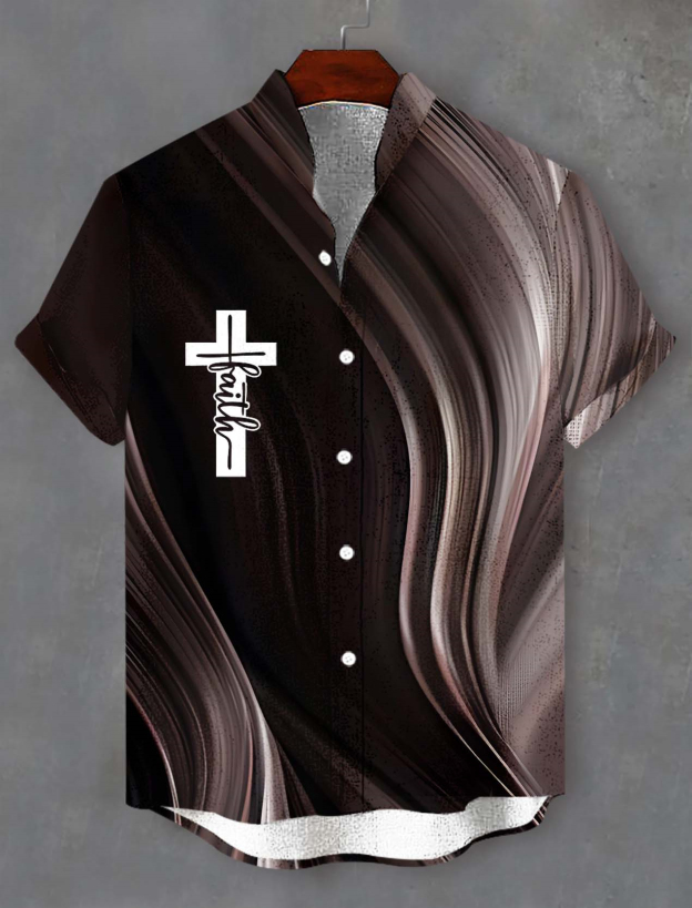 Men's faith-themed short-sleeved shirt