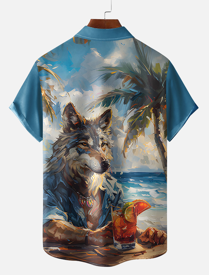 Hawaiian animal print short sleeve shirt