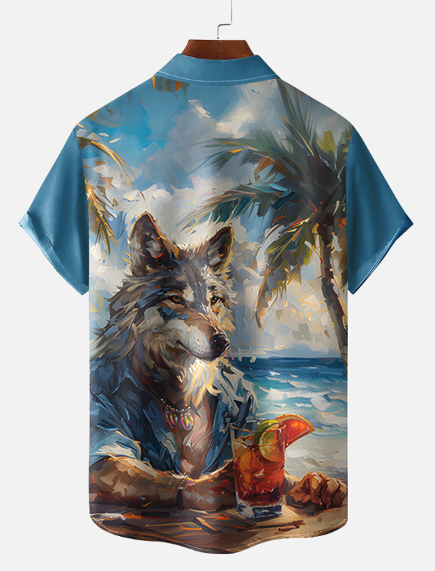 Hawaiian animal print short sleeve shirt