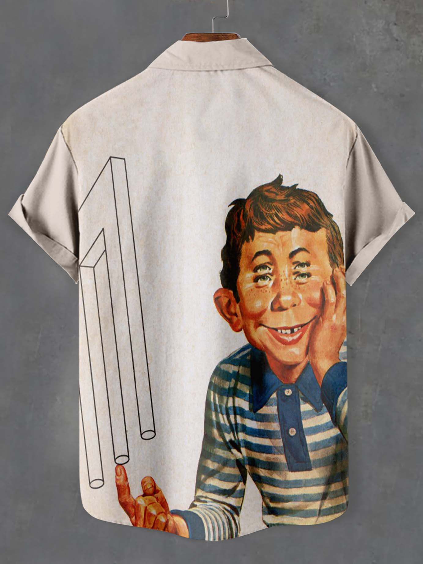 Men's Retro Anime Illustration Short Sleeve Shirt