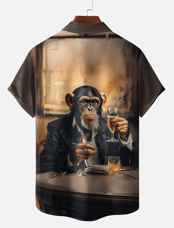 Retro Fashion Animal Print Short Sleeve Shirt