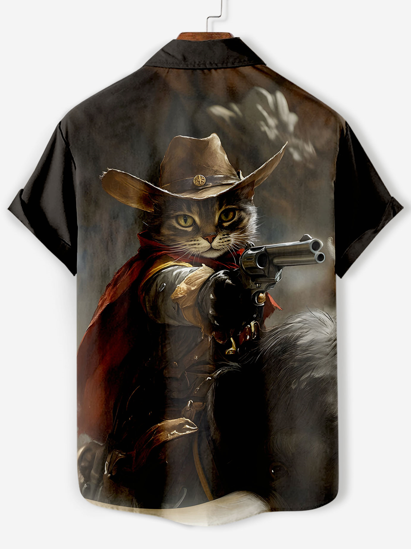 Men's Retro Cartoon Anime Cat Theme Short Sleeve Shirt
