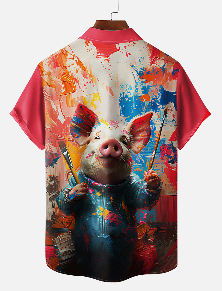 animal graphic short sleeve shirt
