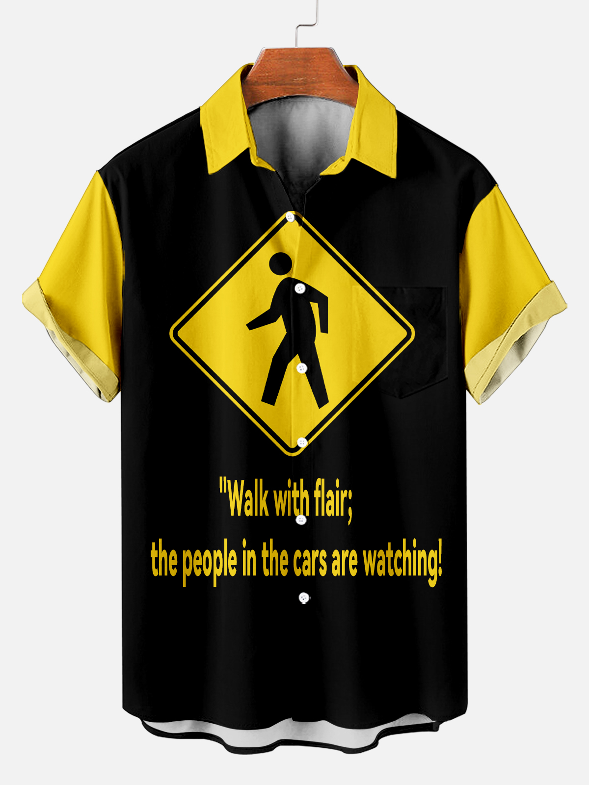 Men's Fun Slogan Graphic Contrast Short Sleeve Shirt