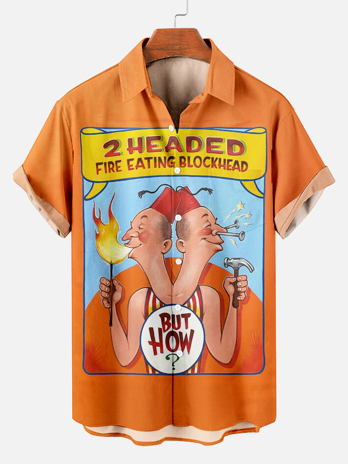 Men's Vintage Circus Pattern Casual Short Sleeve Shirt