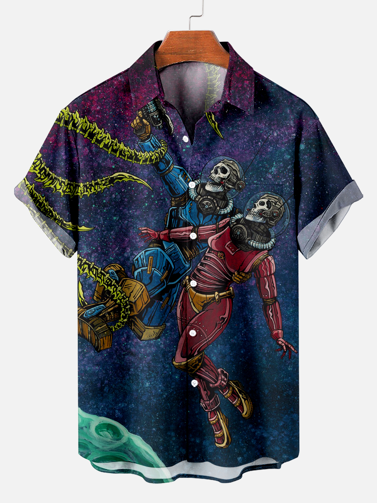 Men's Classic Day of the Dead Skull Graphic Short Sleeve Shirt