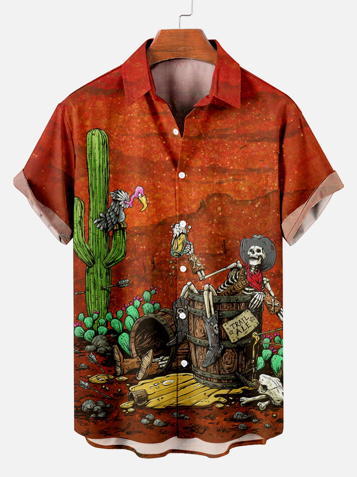Men's Classic Day of the Dead Skull Graphic Short Sleeve Shirt