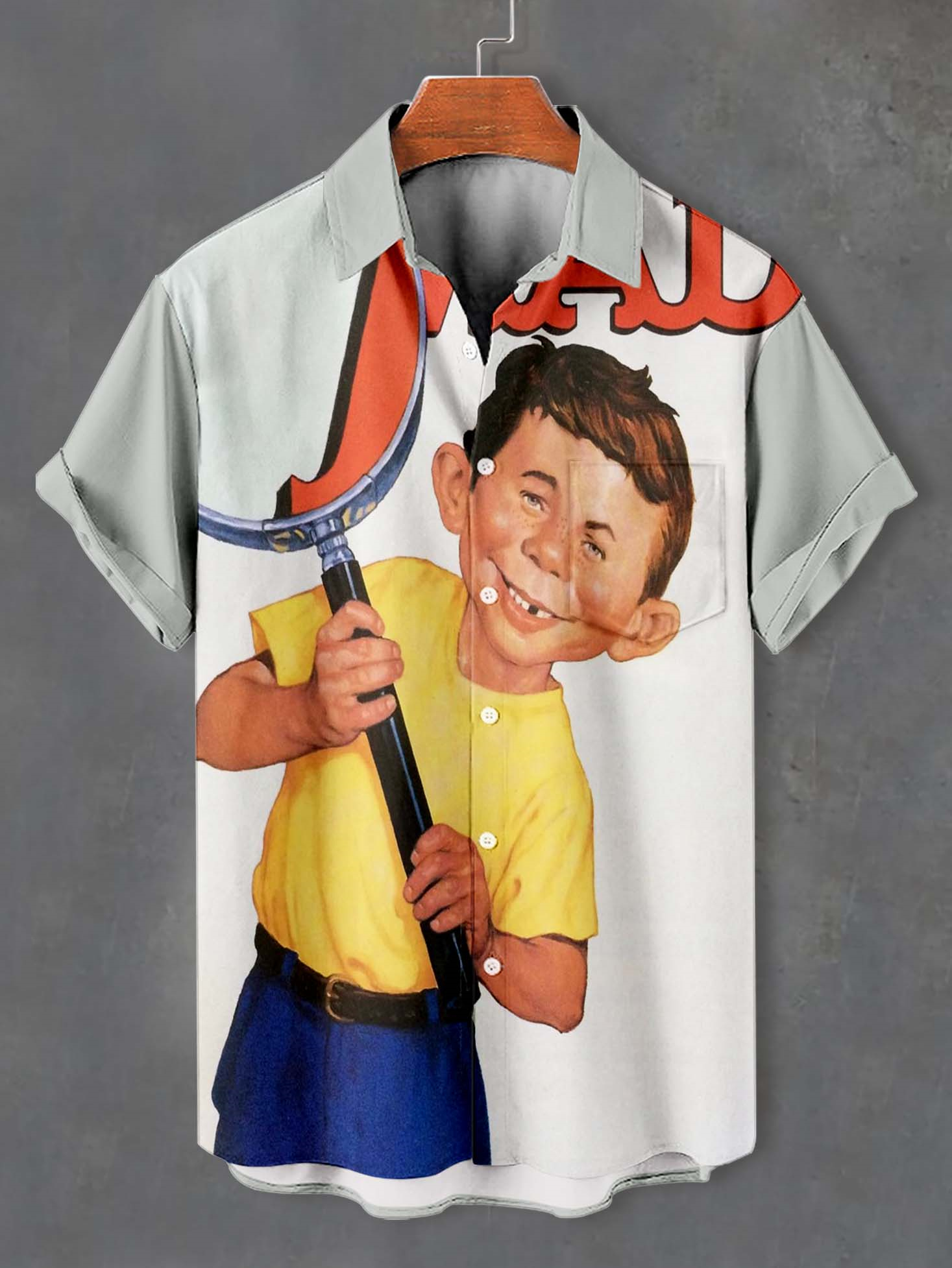 Men's Retro Anime Illustration Short Sleeve Shirt