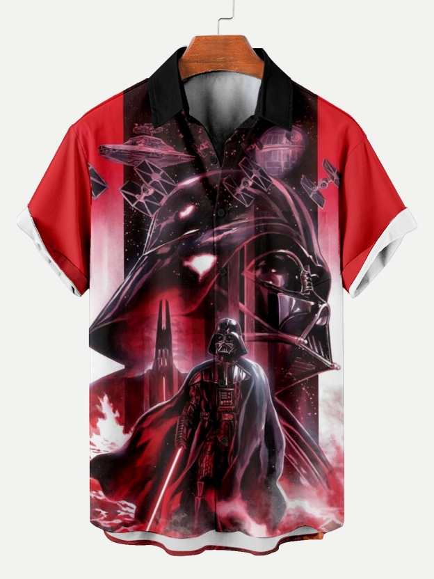 Reggae music skull pattern vacation casual short sleeved shirt