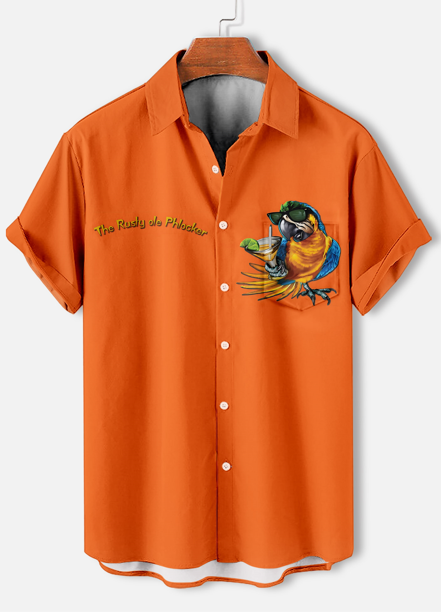 Men's Casual Hawaiian Parrot Graphic Illustration Short Sleeve Shirt