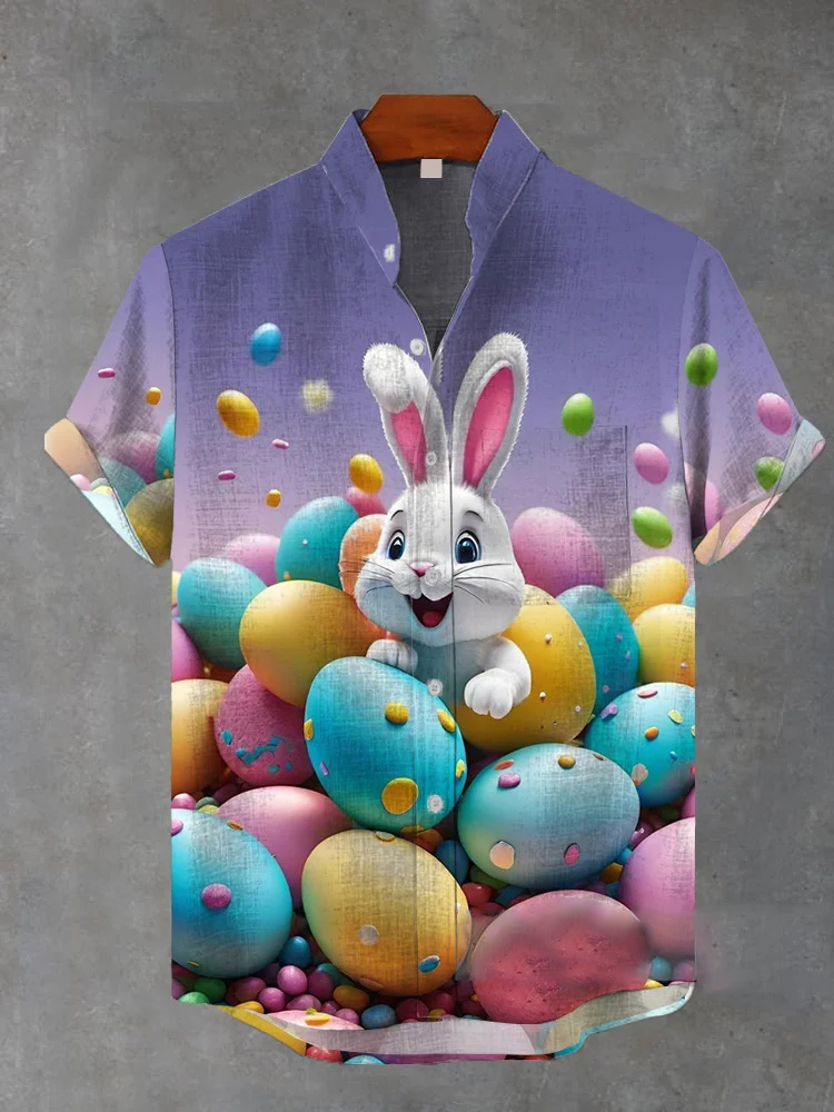 Men's Easter Print Short Sleeve Shirt