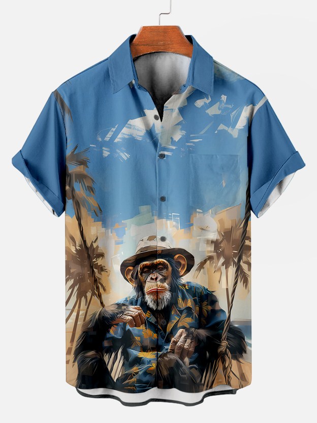 Retro Fashion Animal Print Short Sleeve Shirt