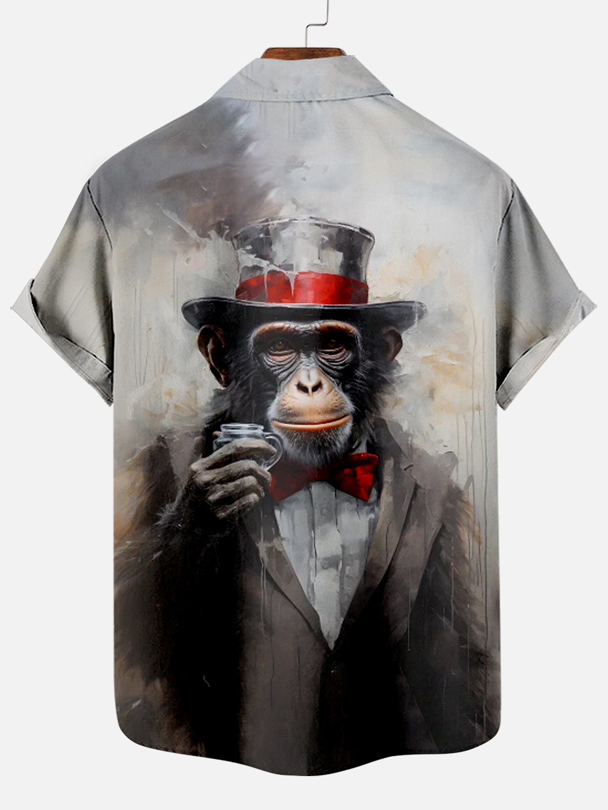 Stylish Suit Monkey Animal Short Sleeve Shirt