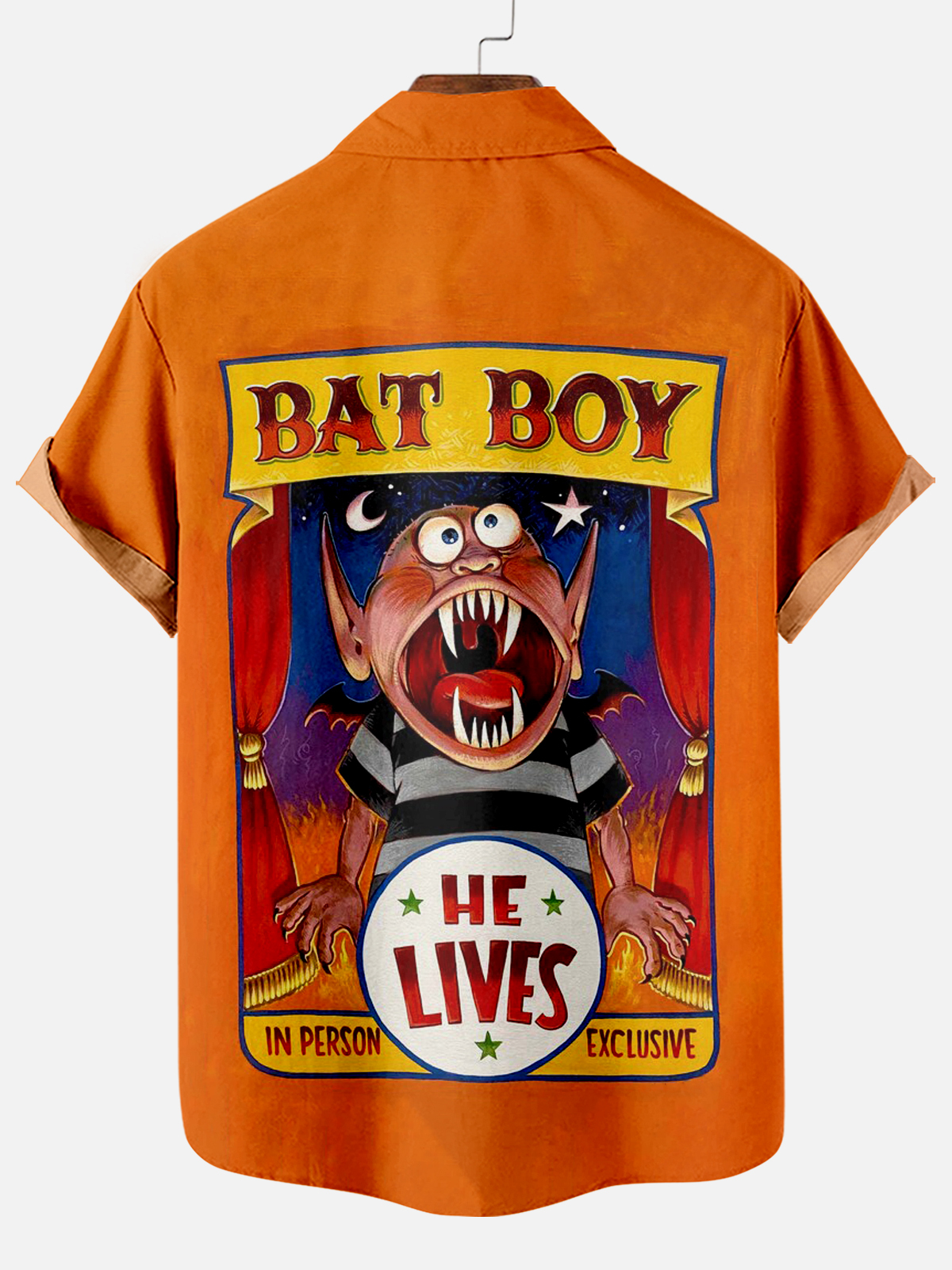 Men's Vintage Circus Pattern Casual Short Sleeve Shirt