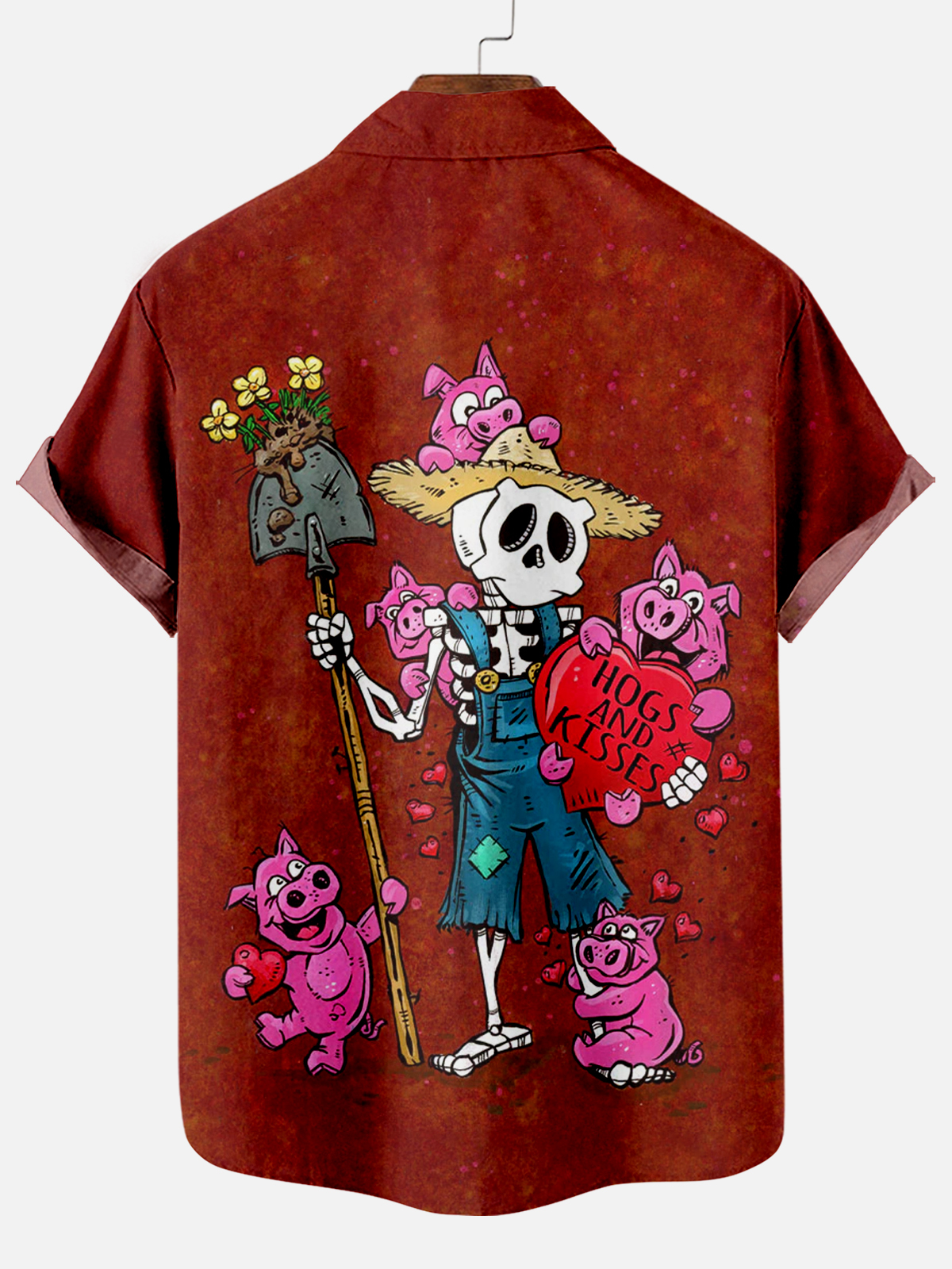 Men's Classic Day of the Dead Skull Graphic Short Sleeve Shirt