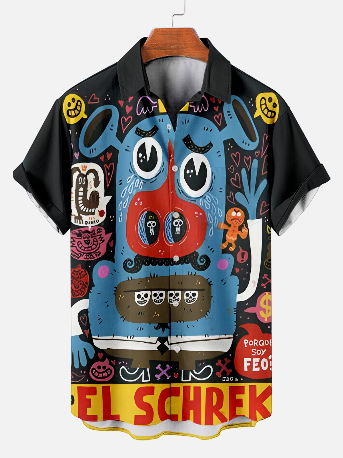 [Copy]Men's Vintage Witch Oil Painting Art Halloween Short Sleeve Shirt