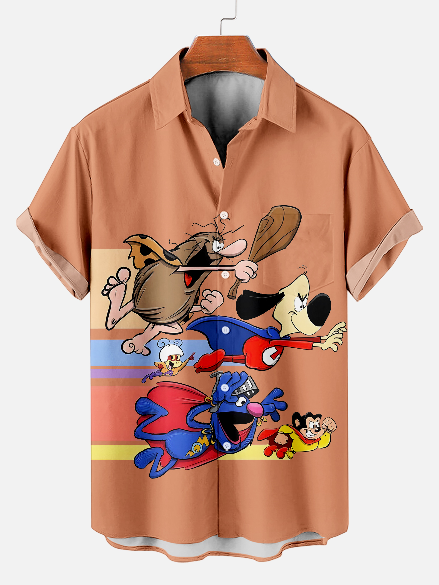 Men's Retro Cartoon Graphic Short Sleeve Shirt