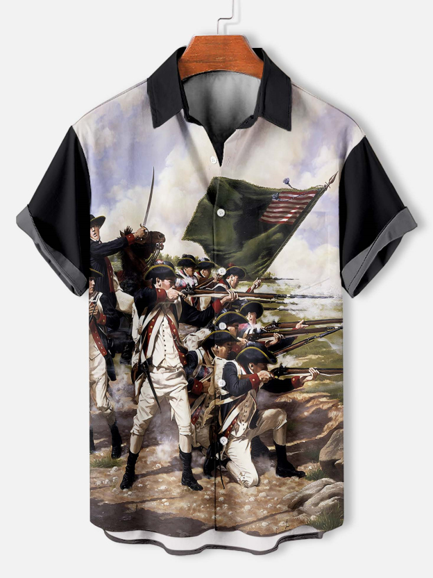 Men's American Revolutionary War Illustration short sleeve shirt