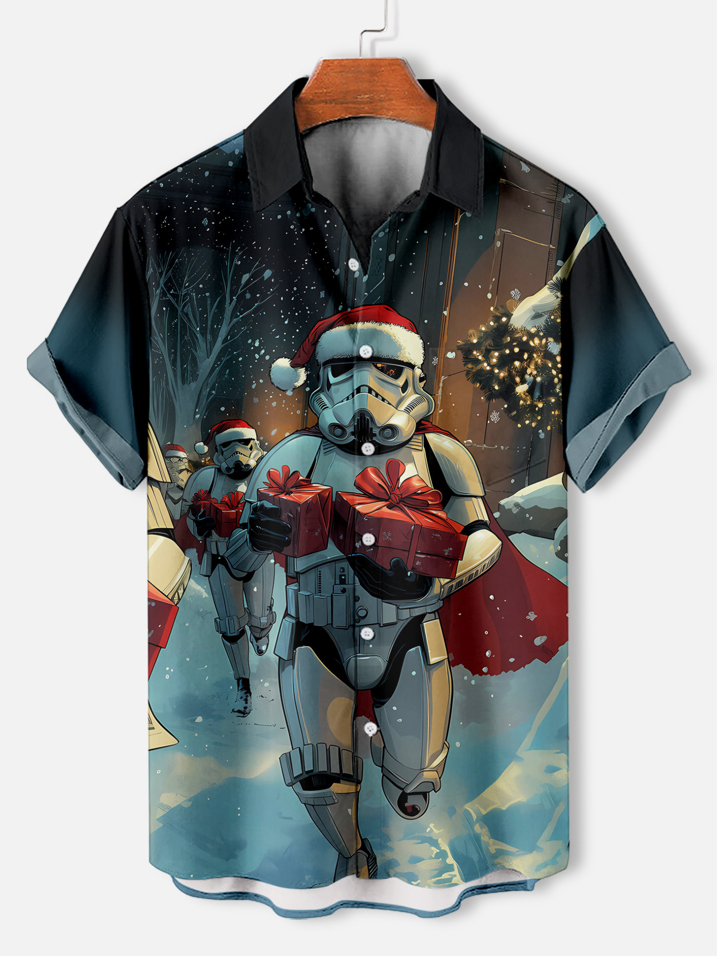 Men's Classic Movie Christmas Graphic Short Sleeve Shirt