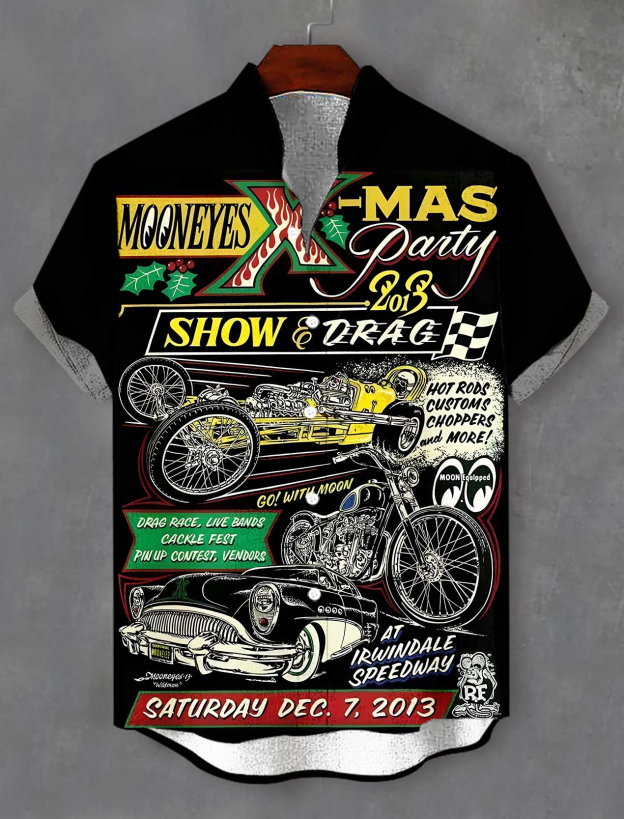 Men's Cartoon Car Graphic Short Sleeve Shirt