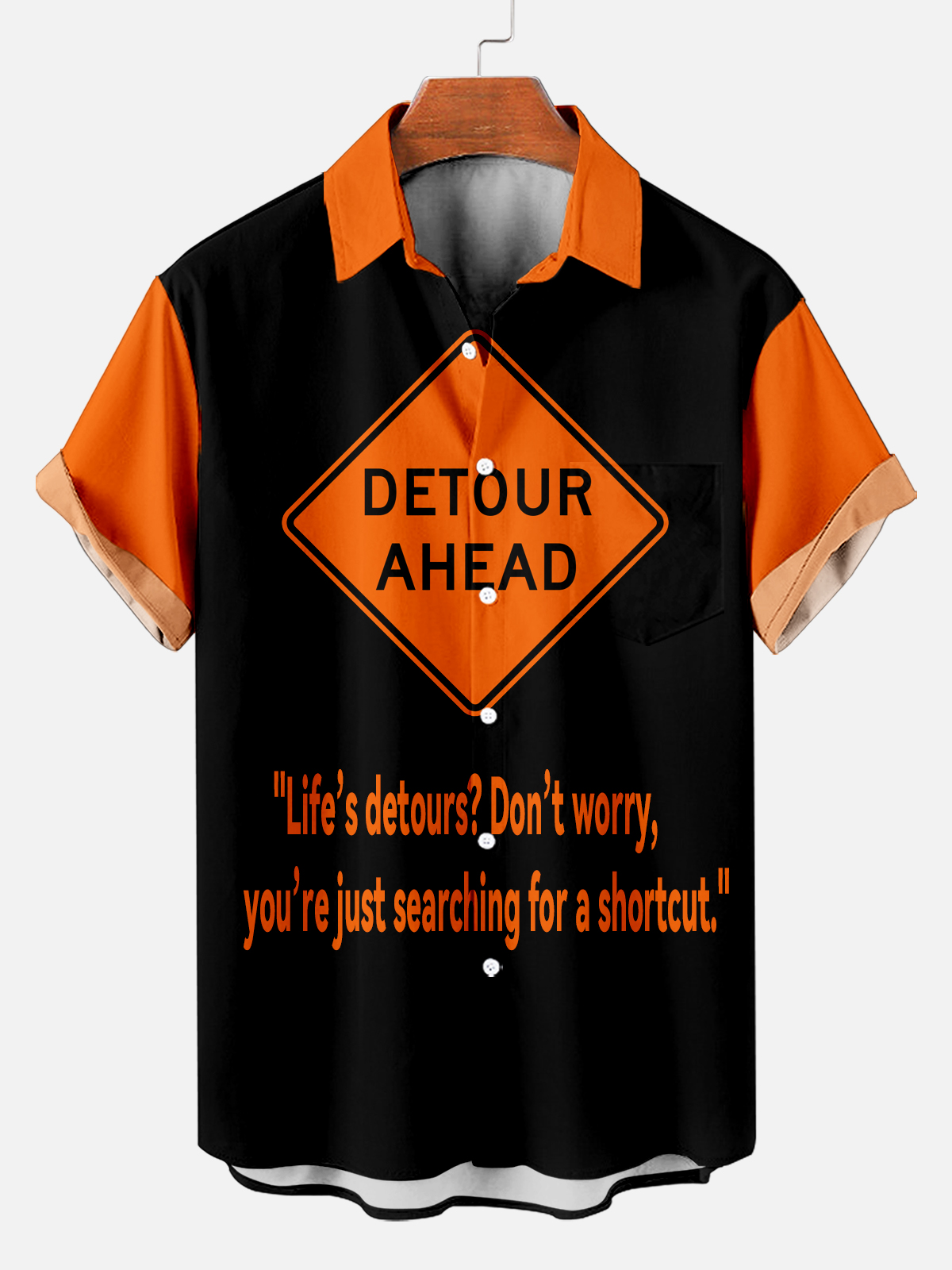 Men's Fun Slogan Graphic Contrast Short Sleeve Shirt